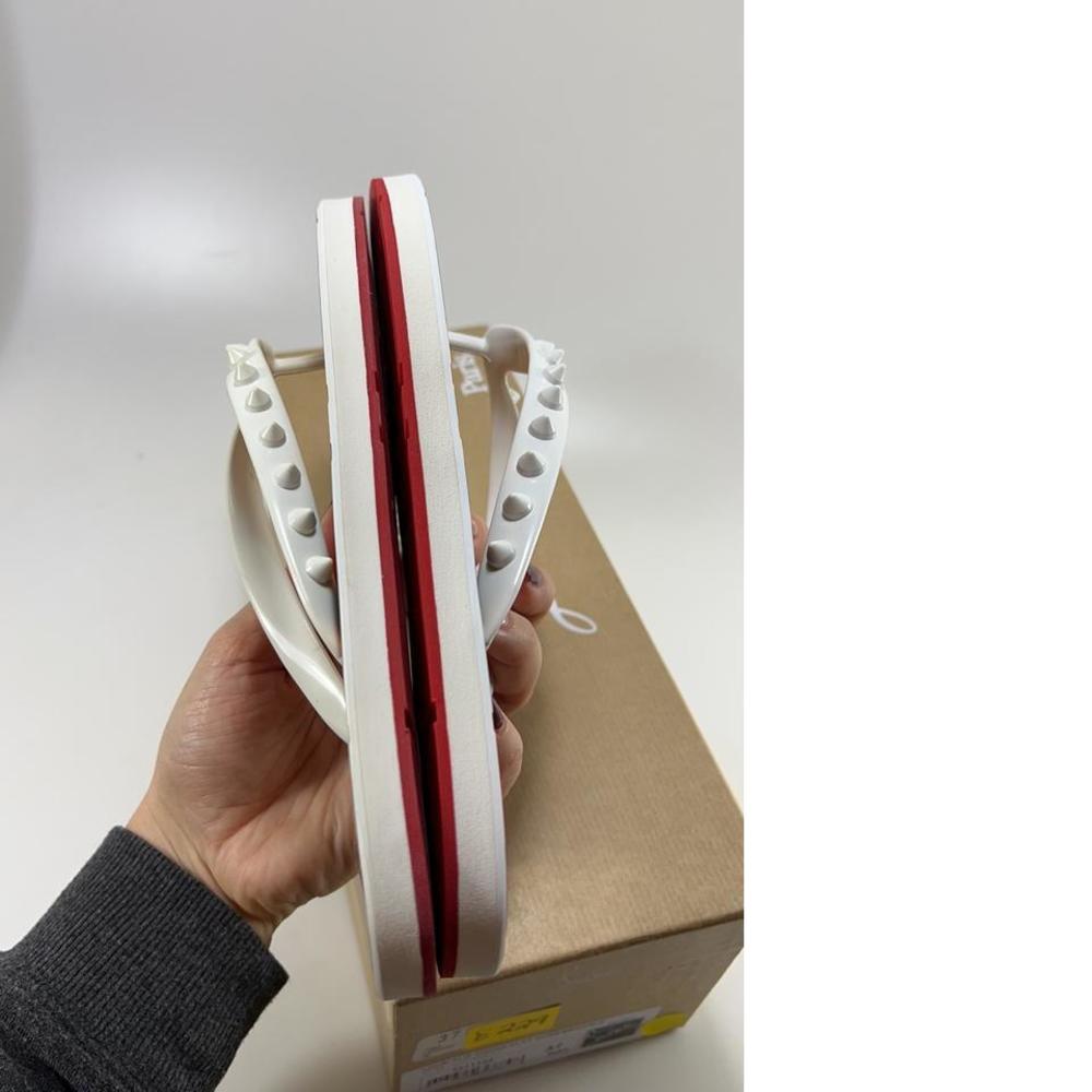Christian Louboutin White and Tiger Print Sandals - Picture 8 of 12